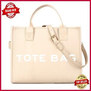 PU Leather Tote Bag with Adjustable Strap, Spacious Work Handbag